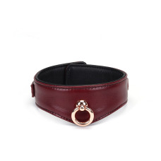 Шкіряний нашийник з повідцем і замком-сердечком, червоний Liebe Seele Wine Red Curved Collar