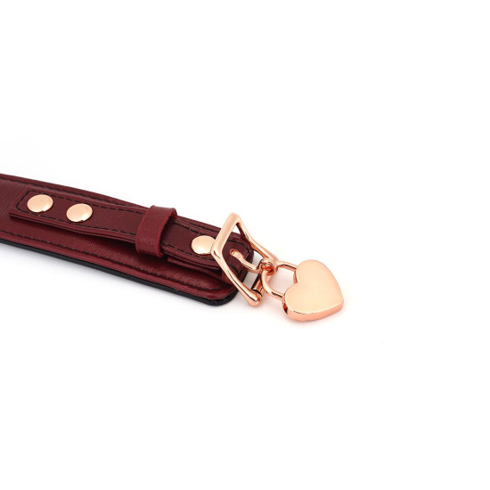 Шкіряний нашийник з повідцем і замком-сердечком, червоний Liebe Seele Wine Red Curved Collar
