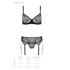 Комплект, чорний Passion LEAFA SET black, S/M