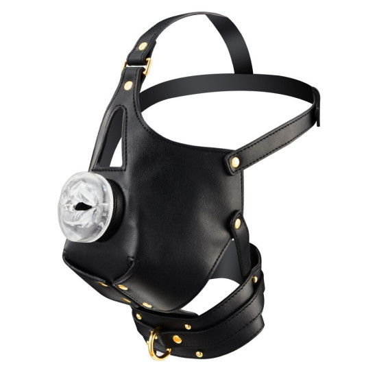 Маска-сбруя для орального секса с поводком Lockink Sevanda Blowjob Head Muzzle with Leash