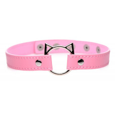 Чокер з кільцем, рожевий Master Series Kinky Kitty Ring Slim Choker Pink