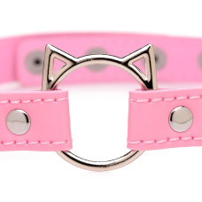 Чокер з кільцем, рожевий Master Series Kinky Kitty Ring Slim Choker Pink