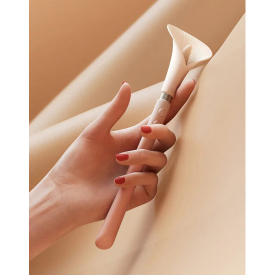 Вібромасажер у вигляді квітки, біло-рожевий Zalo Calla Ivory Pink