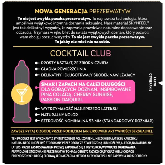 Смакові презервативи (Pina Colada, Cherry Sunrise, Passion Daiquiri) SKYN Cocktail Club, 3 шт