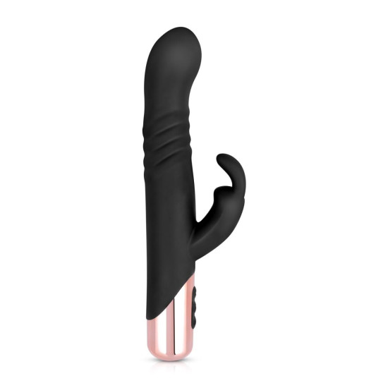 Вібратор-кролик з функцією поштовхів, чорний Rosy Gold Rabbit Vibrator With Thrusting Function Black