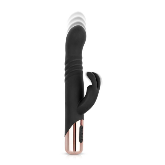 Вібратор-кролик з функцією поштовхів, чорний Rosy Gold Rabbit Vibrator With Thrusting Function Black