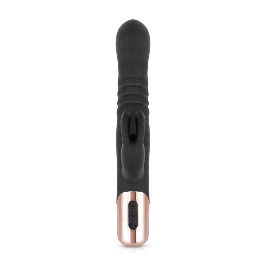 Вібратор-кролик з функцією поштовхів, чорний Rosy Gold Rabbit Vibrator With Thrusting Function Black