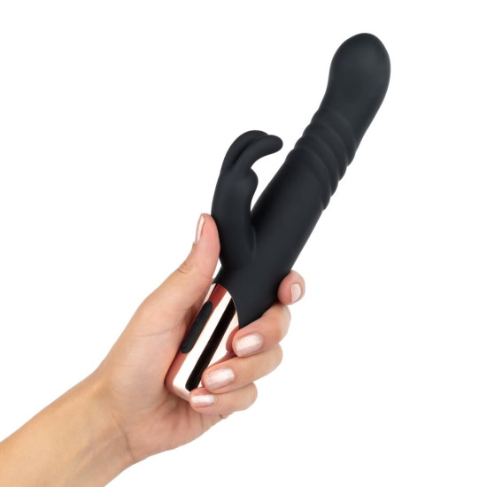 Вібратор-кролик з функцією поштовхів, чорний Rosy Gold Rabbit Vibrator With Thrusting Function Black