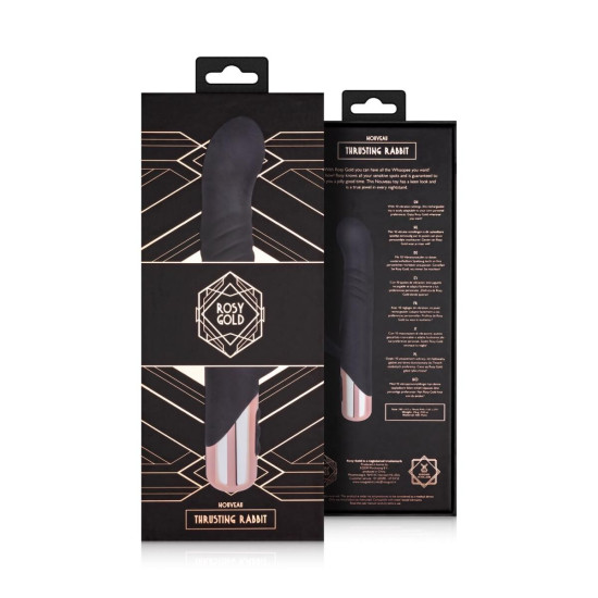 Вібратор-кролик з функцією поштовхів, чорний Rosy Gold Rabbit Vibrator With Thrusting Function Black