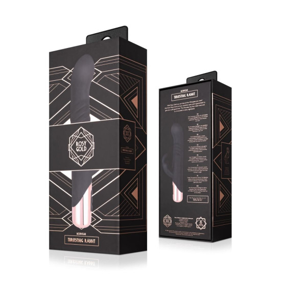 Вібратор-кролик з функцією поштовхів, чорний Rosy Gold Rabbit Vibrator With Thrusting Function Black