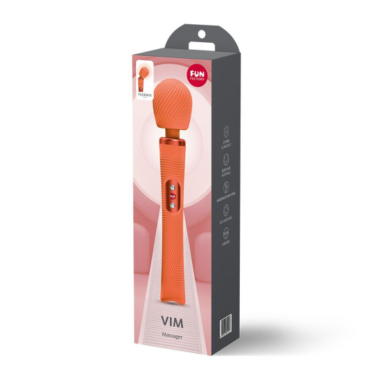 Вибромассажер, супермощный и легкий, до 6 часов работы, оранжевый Fun Factory VIM Vibrating Wand Orange