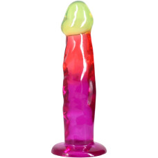 Дилдо, длина 19.1 см, радужный Doc Johnson Crystal Jellies - 7.5 Inch Classic Dong - Rainbow