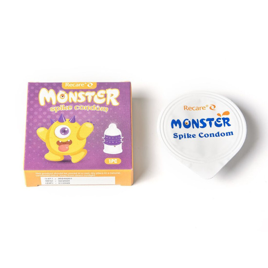 Насадка на член, жовта Recare Yellow Monster Spike Condom (пом'ята упаковка)