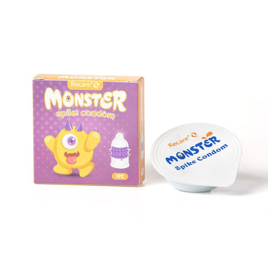 Насадка на член, жовта Recare Yellow Monster Spike Condom (пом'ята упаковка)