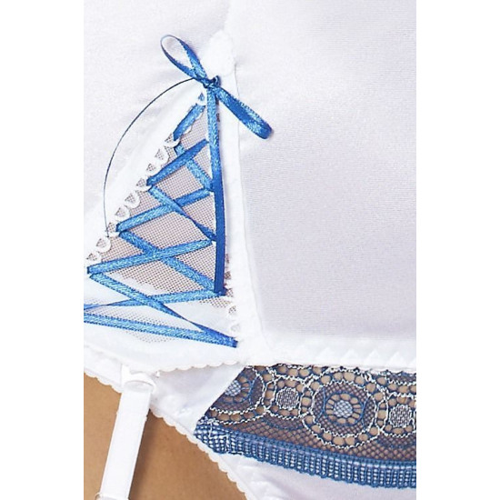 Корсет белого цвета с пажами (трусики в комплекте) ELENI CORSET White, 4XL/5XL