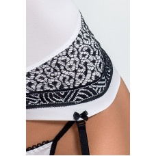 Корсет белого цвета с пажами и шнуровкой (трусики в комплекте) SUELO CORSET Passion Exclusive White, L/XL