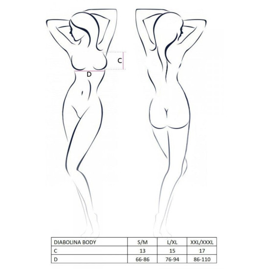 Боди монокини с открытой грудью, черное Diabolina Body Black Passion, XXL/XXXL