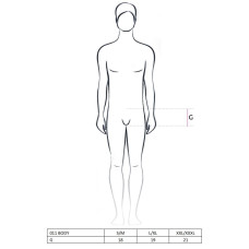 Чоловіче боді з дуже глибоким декольте, чорне Passion 011 Body Black, L/XL