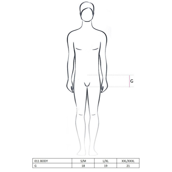 Чоловіче боді з дуже глибоким декольте, чорне Passion 011 Body Black, L/XL