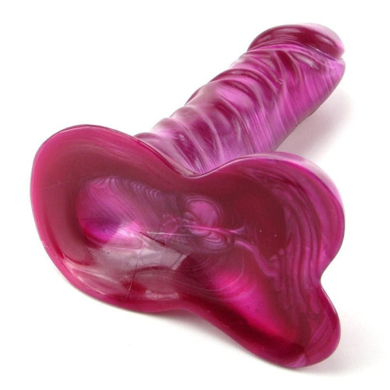 Фалоімітатор з мошонкою з антибактеріального ПВХ, довжина 18 см, діаметр 4,3 см, бордовий - Doc Johnson Radiant Gems 7 Inch Ballsy Fuchsia