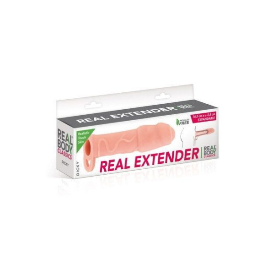 Real Body Real Extender DICKY - насадка на член із закритою голівкою та кільцем для мошонки