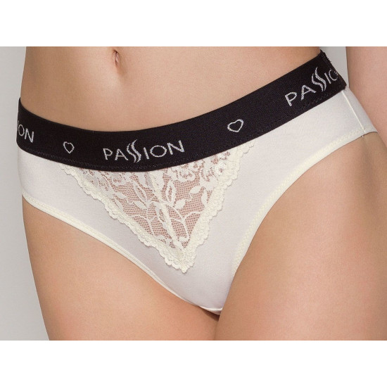 Трусики з широкою резинкою та мереживом Passion PS001 Panties Ecru, розмір L