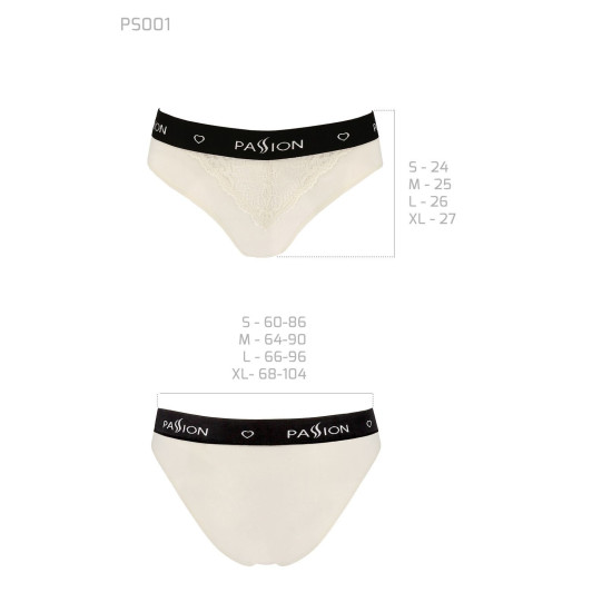 Трусики з широкою резинкою та мереживом Passion PS001 Panties Ecru, розмір L