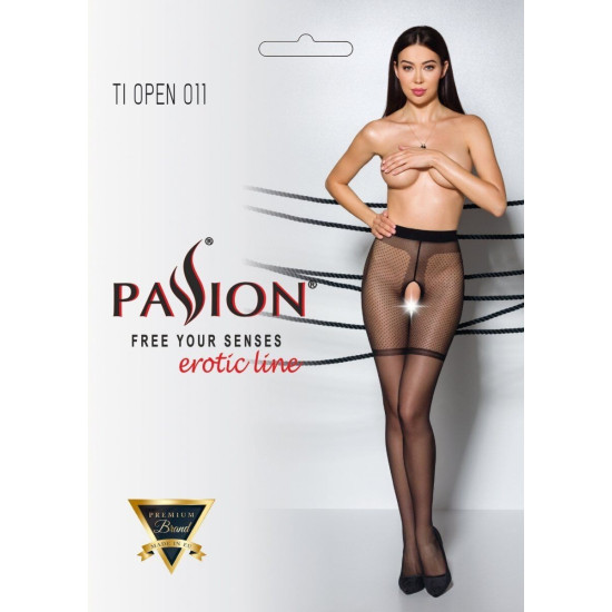 Колготки с открытым доступом и контрастными шортиками, 20 den Passion Tiopen 011 Black, 5