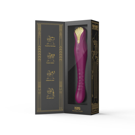 Смарт вібратор-пульсатор з кристалом Swarovski, фіолетовий Zalo King Velvet Purple