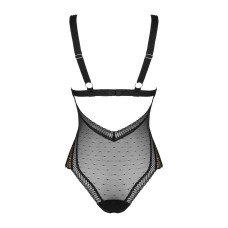Чорне мереживне боді з декольте і широкими лямками Obsessive Estiqua Teddy Black, M/L