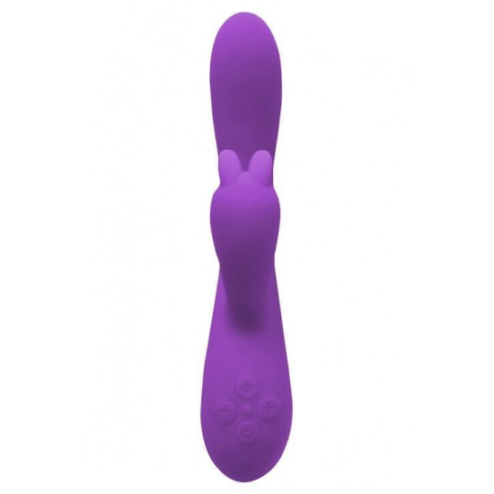 Вибратор-кролик с отростком с ушками и подогревом до 40 °C, фиолетовый Wooomy Gili-Gili Vibrator with Heat Purple