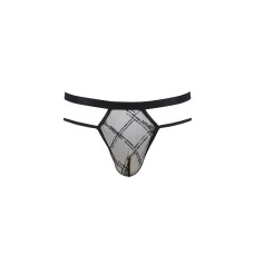 Мужские прозрачные стринги из сетки, черные Passion 029 Thong Collin Black, XXL/XXXL