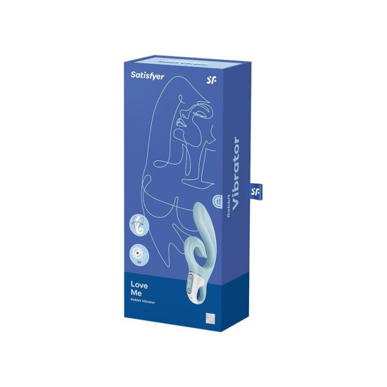Вибратор-кролик с тройным отростком, голубой Satisfyer Love Me Blue