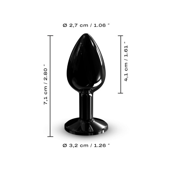 Металева анальна пробка з кристалом, довжина 7,1 см, діаметр 2,7 см, чорна Dorcel Diamond Plug Black, S