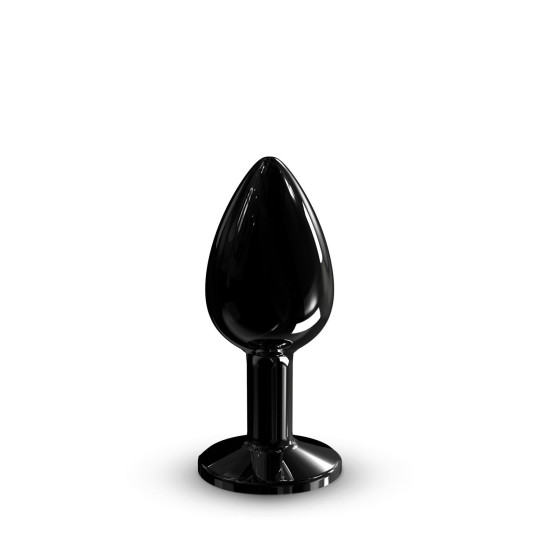 Металева анальна пробка з кристалом, довжина 7,1 см, діаметр 2,7 см, чорна Dorcel Diamond Plug Black, S