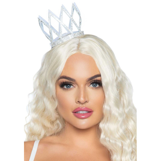 Корона со стразами с резинками для крепления, серебристая Leg Avenue Faux Rhinestone Die Cut Crown