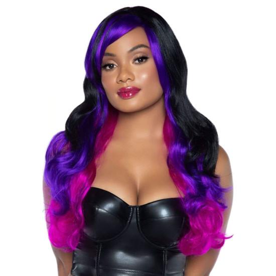 Перука з багатобарвним ефектом, чорно-фіолетова Leg Avenue Allure Multi Color Wig Black/Purple