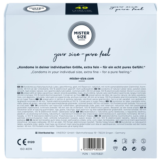 Презервативы для пениса длиной 9,5–10 см, 36 шт Mister Size - pure feel 49