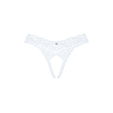 Мереживні танга з відкритим доступом, чорні Obsessive Heavenly Crotchless Thong Black, M/L