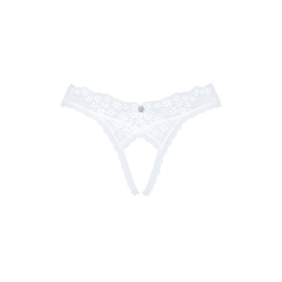 Кружевные танга с открытым доступом, черные Obsessive Heavenly Crotchless Thong Black, M/L