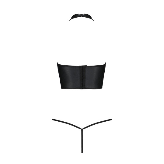 Комплект белья с открытой грудью (корсет, стринги), чёрный Passion Genevia Set with Open Bra Black, XXL/XXXL