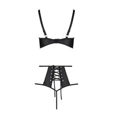 Комплект білизни (ліф, високі трусики з корсетом ззаду), чорний Passion Tasmina Set Black, XXL/XXXL