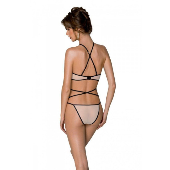 Комплект белья (топ, трусики), кремовый Passion Chika Set Cream, S/M