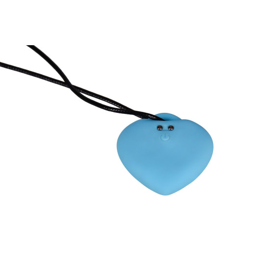 Міні-вібратор «Сердечко» на шнурку, 9 режимів, блакитний FairyGasm PleasureStone Blue