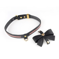 Кожаный ошейник с поводком, черный Lockink Sevanda Love Heart Butterfly Leather Collar Set Black