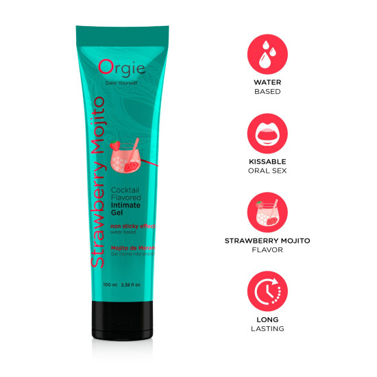 Лубрикант на водній основі зі смаком полуничного мохіто Orgie Lube Tube Strawberry Mojito, 100 ml