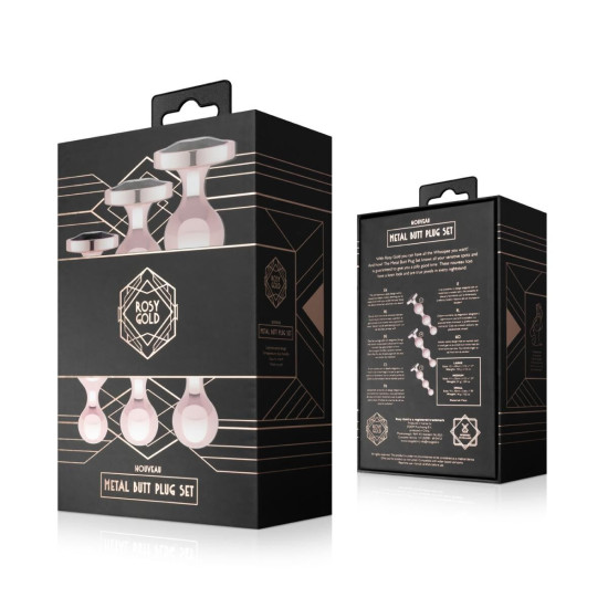 Набор металлических анальных пробок, 3 шт Rosy Gold Metal Butt Plug Set 3 Pieces