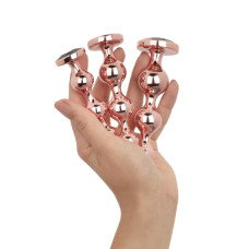 Набор металлических анальных пробок, 3 шт Rosy Gold Metal Butt Plug Set 3 Pieces