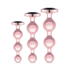 Набор металлических анальных пробок, 3 шт Rosy Gold Metal Butt Plug Set 3 Pieces