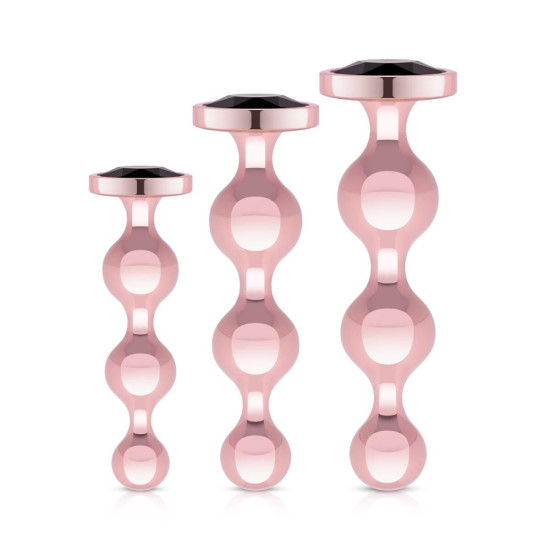 Набор металлических анальных пробок, 3 шт Rosy Gold Metal Butt Plug Set 3 Pieces